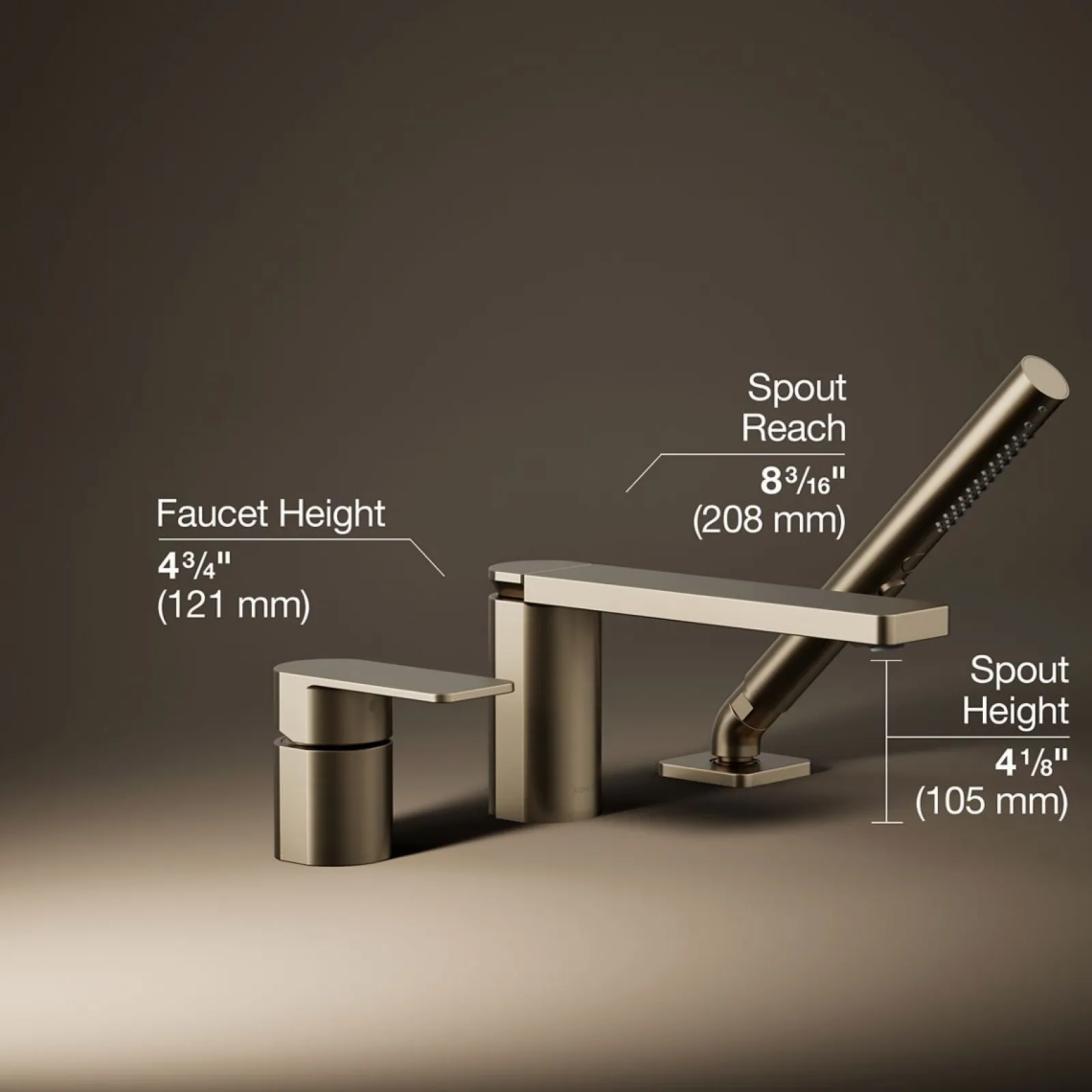 Deck-mount bath faucet with handshower^Kohler Online