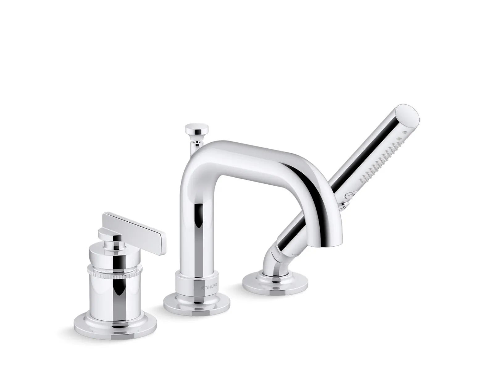 Deck-mount bath faucet with handshower^Kohler