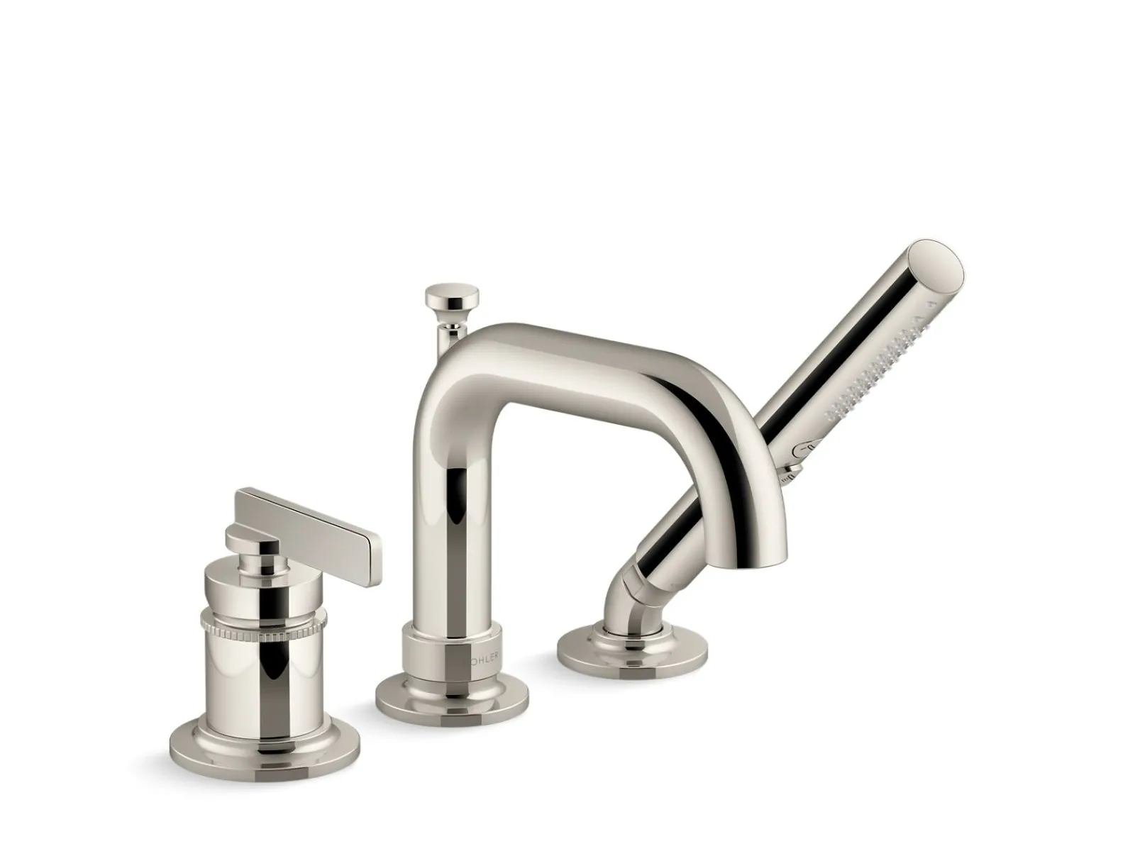 Deck-mount bath faucet with handshower^Kohler
