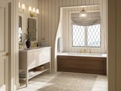 Deck-mount bath faucet with handshower^Kohler