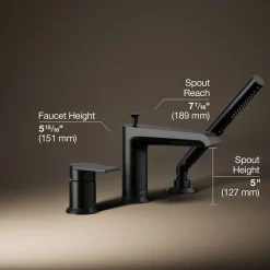 Deck-mount bath faucet with handshower^Kohler Online