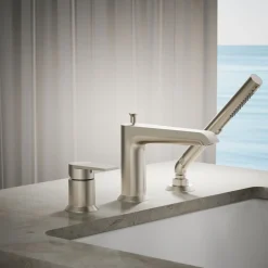 Deck-mount bath faucet with handshower^Kohler Online