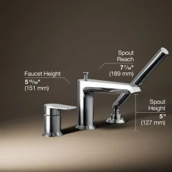 Deck-mount bath faucet with handshower^Kohler Online