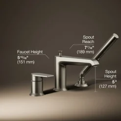 Deck-mount bath faucet with handshower^Kohler Online