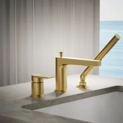 Deck-mount bath faucet with handshower^Kohler New