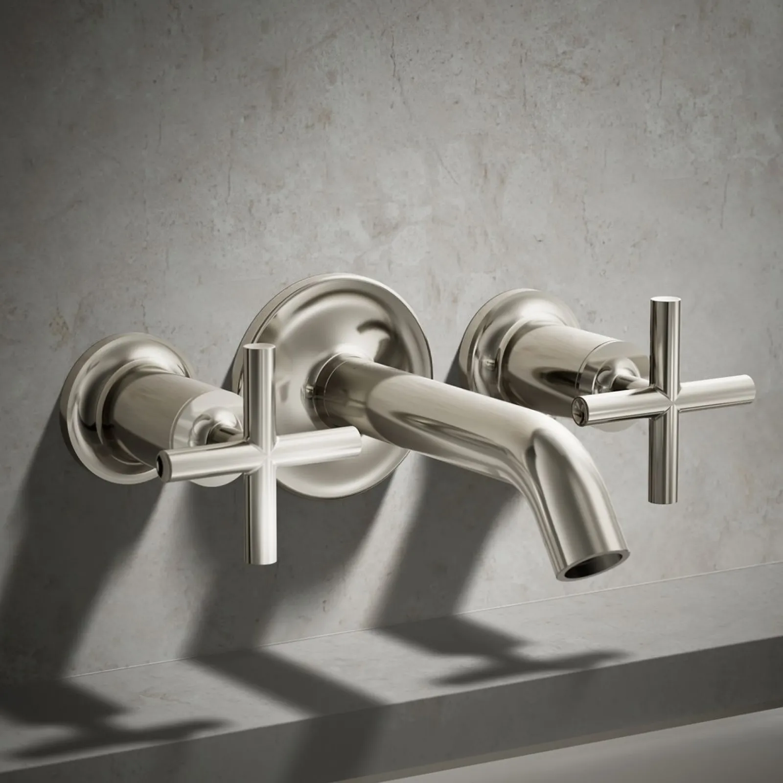 Deck- or wall-mount bath faucet handle trim with cross design^Kohler Best