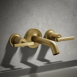 Deck- or wall-mount bath faucet handle trim with lever design^Kohler Hot