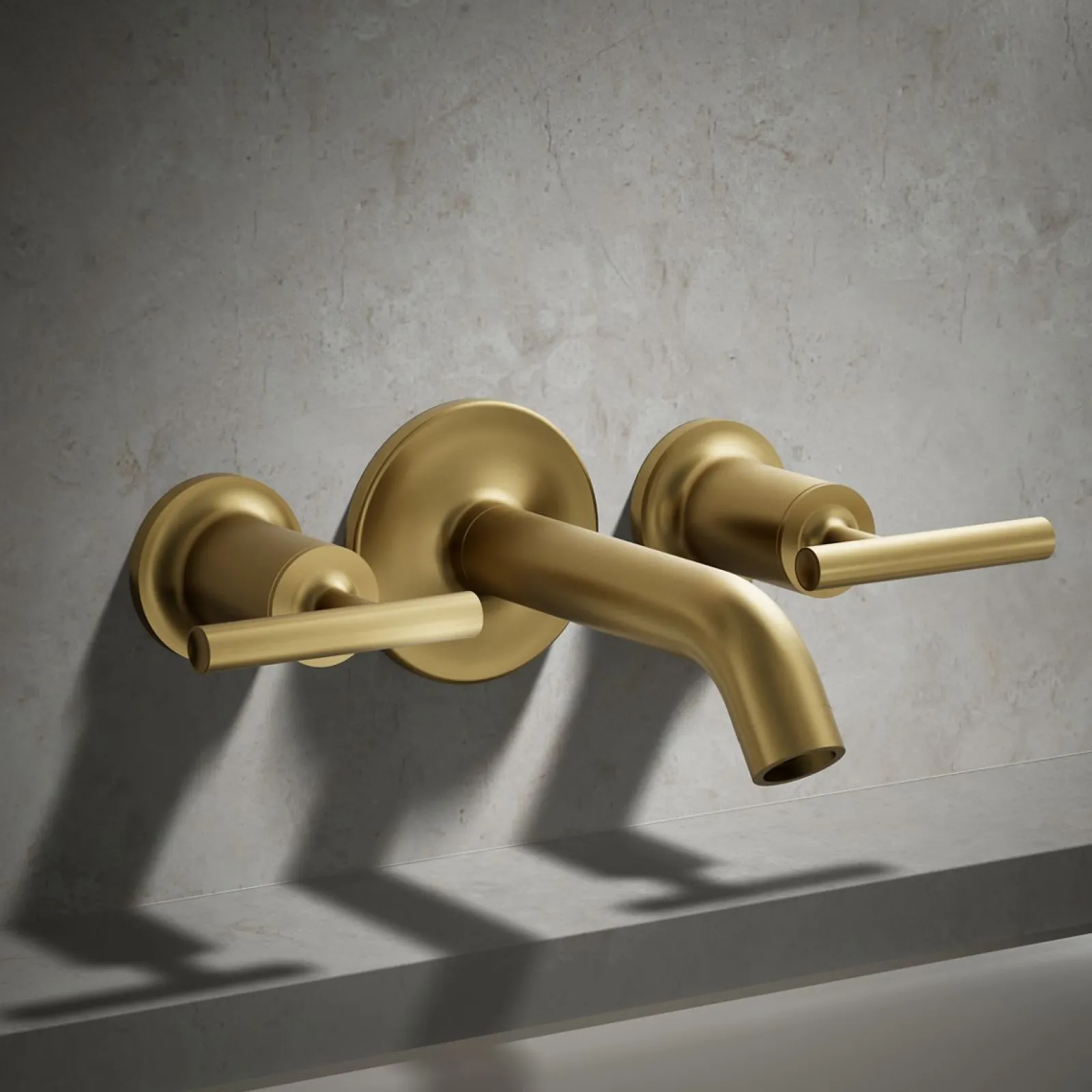 Deck- or wall-mount bath faucet handle trim with lever design^Kohler Hot