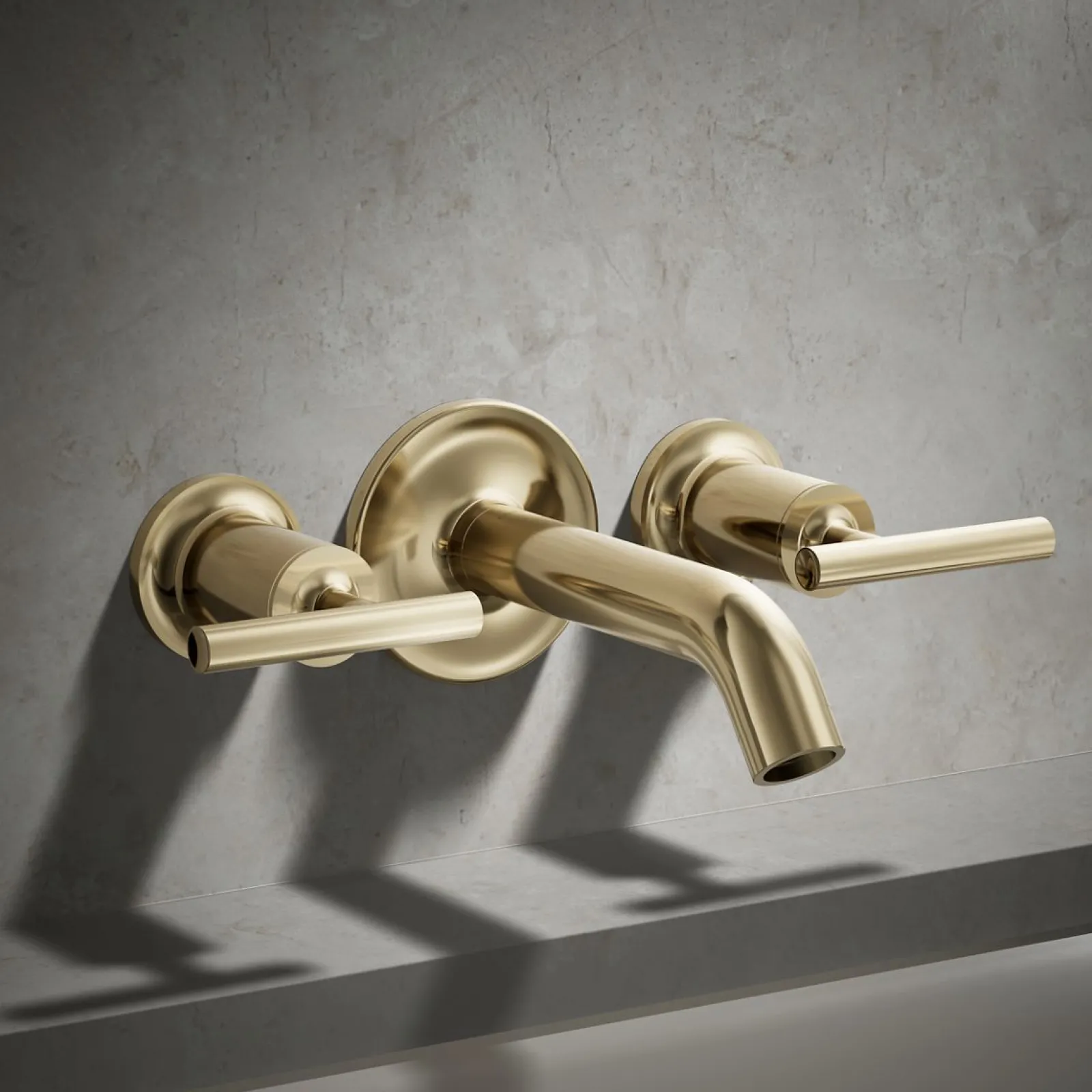 Deck- or wall-mount bath faucet handle trim with lever design^Kohler Hot