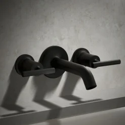 Deck- or wall-mount bath faucet handle trim with lever design^Kohler Hot