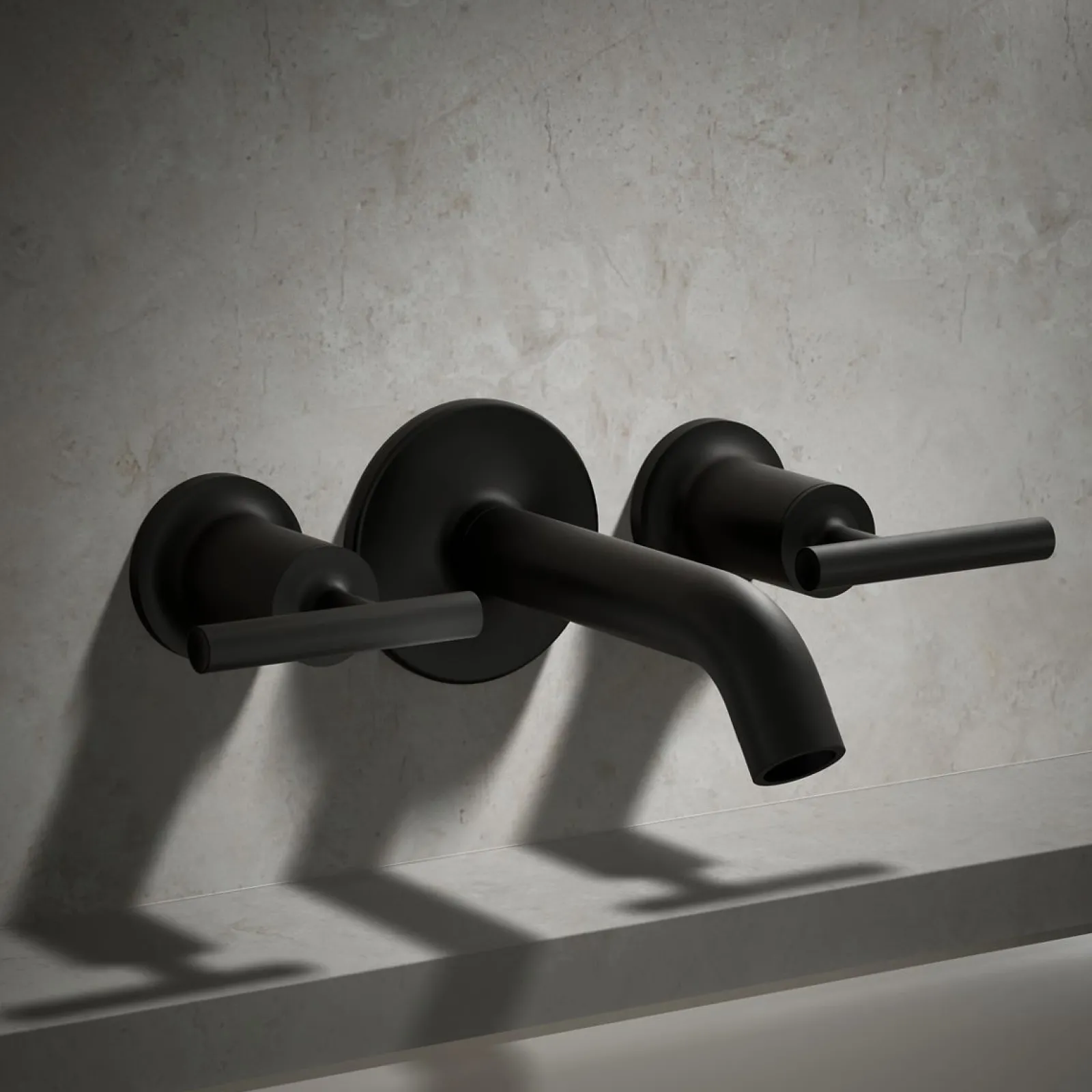 Deck- or wall-mount bath faucet handle trim with lever design^Kohler Hot