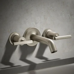 Deck- or wall-mount bath faucet handle trim with lever design^Kohler Hot