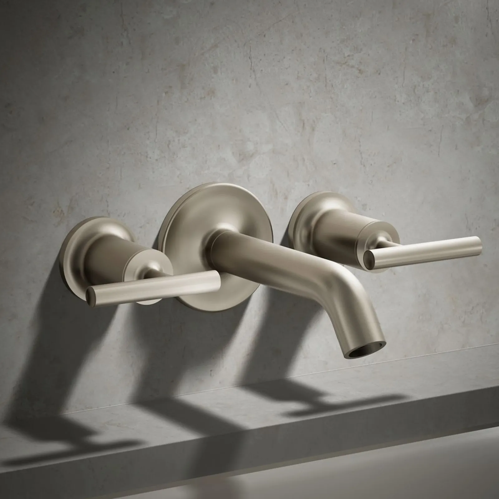 Deck- or wall-mount bath faucet handle trim with lever design^Kohler Hot