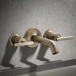 Deck- or wall-mount bath faucet handle trim with lever design^Kohler Hot