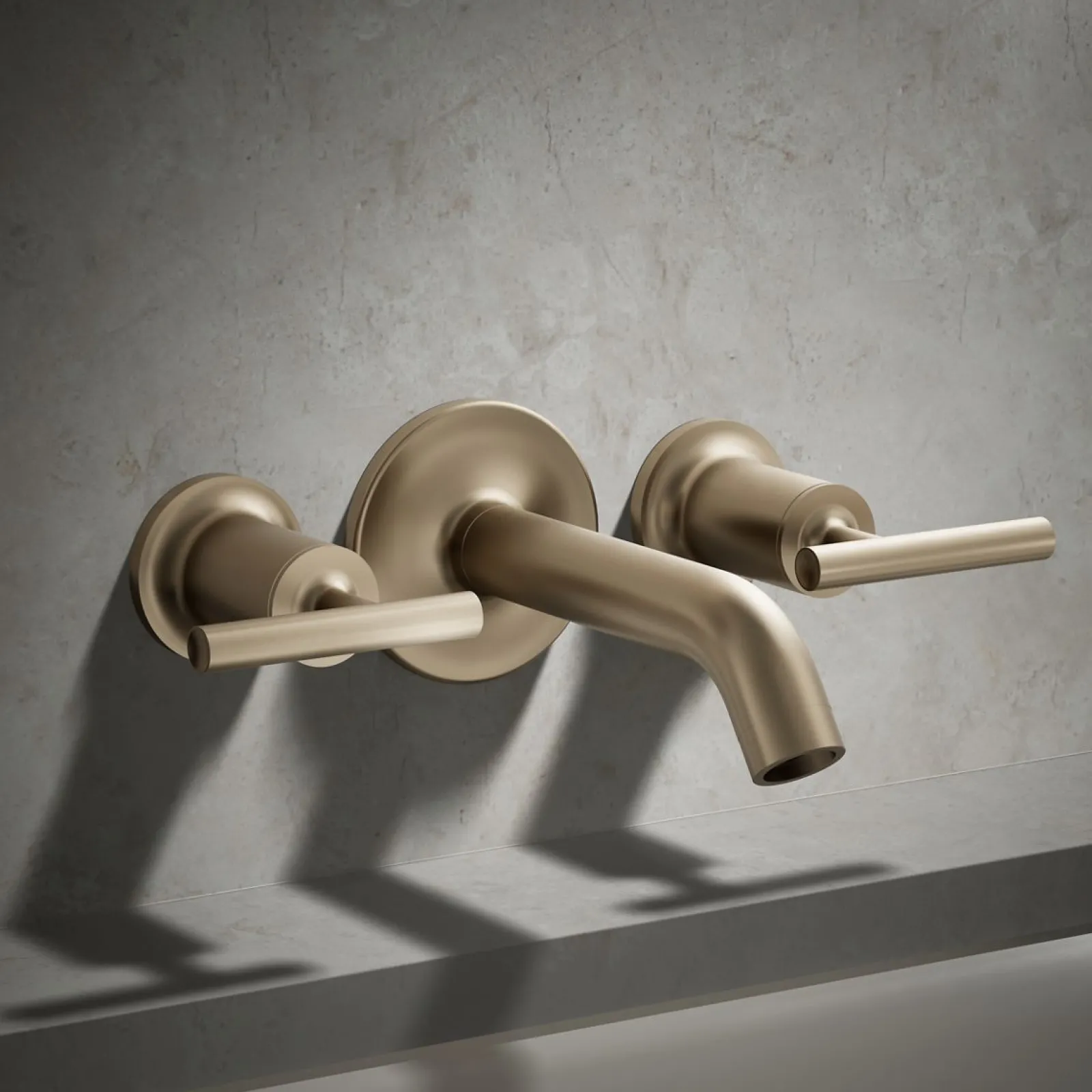 Deck- or wall-mount bath faucet handle trim with lever design^Kohler Hot