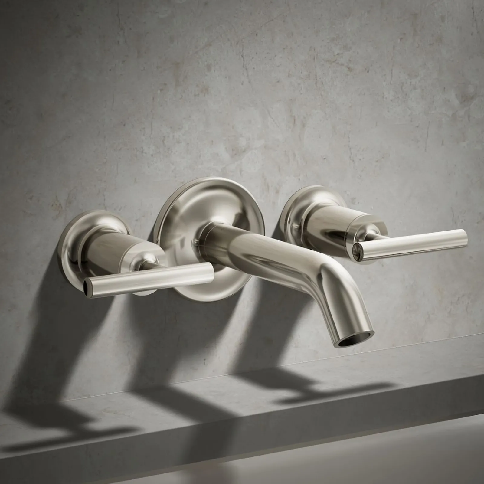 Deck- or wall-mount bath faucet handle trim with lever design^Kohler Hot