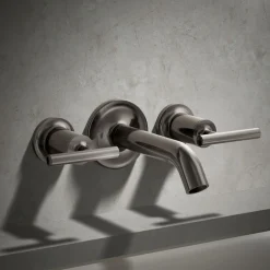 Deck- or wall-mount bath faucet handle trim with lever design^Kohler Hot