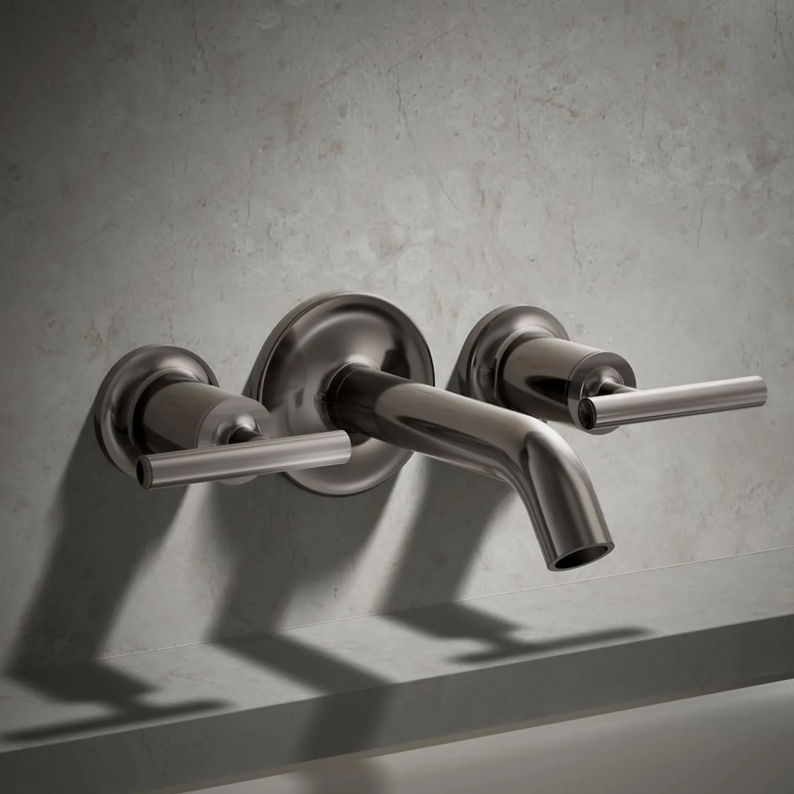 Deck- or wall-mount bath faucet handle trim with lever design^Kohler Hot