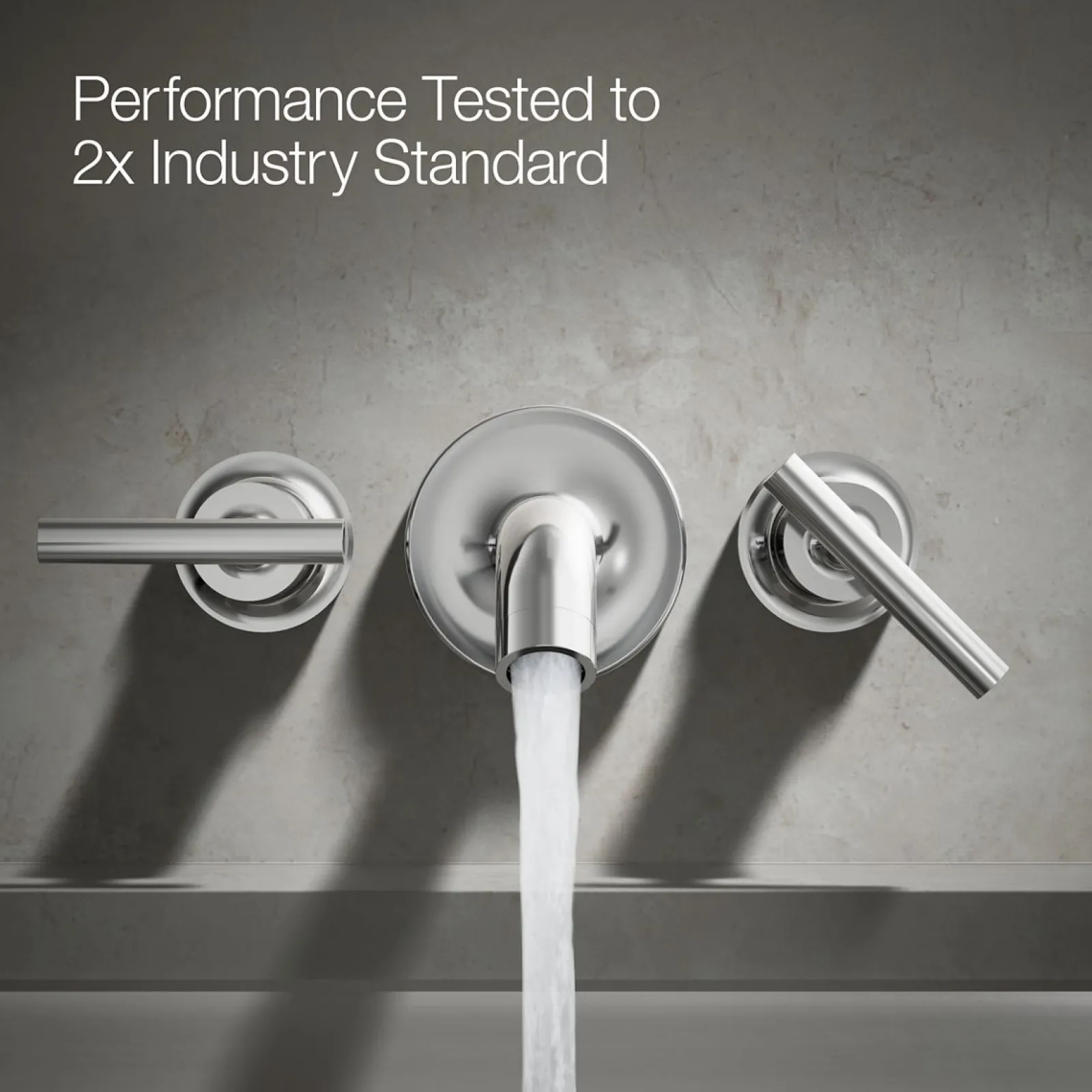 Deck- or wall-mount bath faucet handle trim with lever design^Kohler Hot