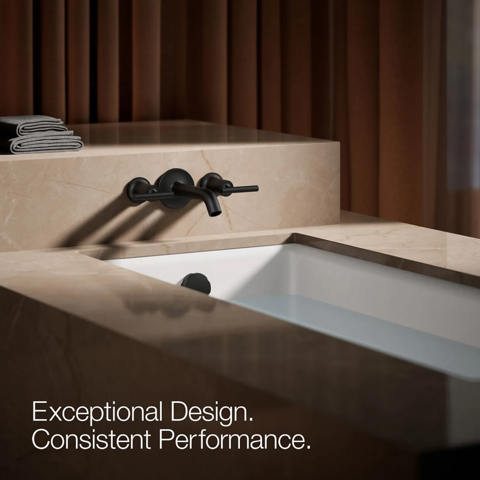 Deck- or wall-mount bath faucet handle trim with lever design^Kohler Hot