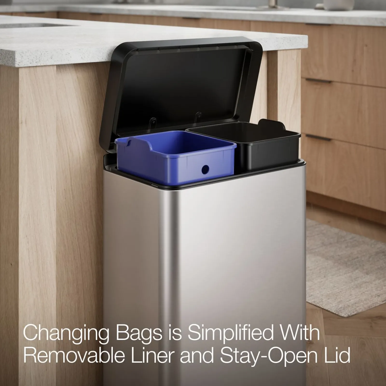 Dual-compartment step trash can^Kohler New