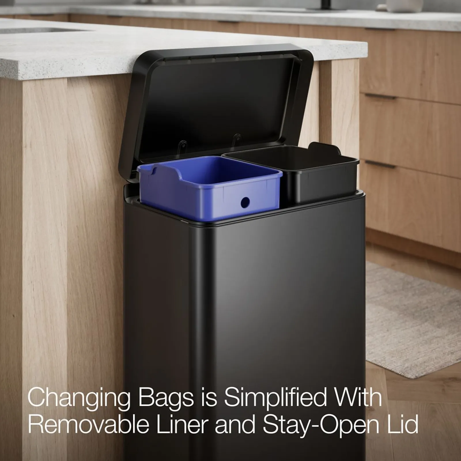 Dual-compartment step trash can^Kohler New