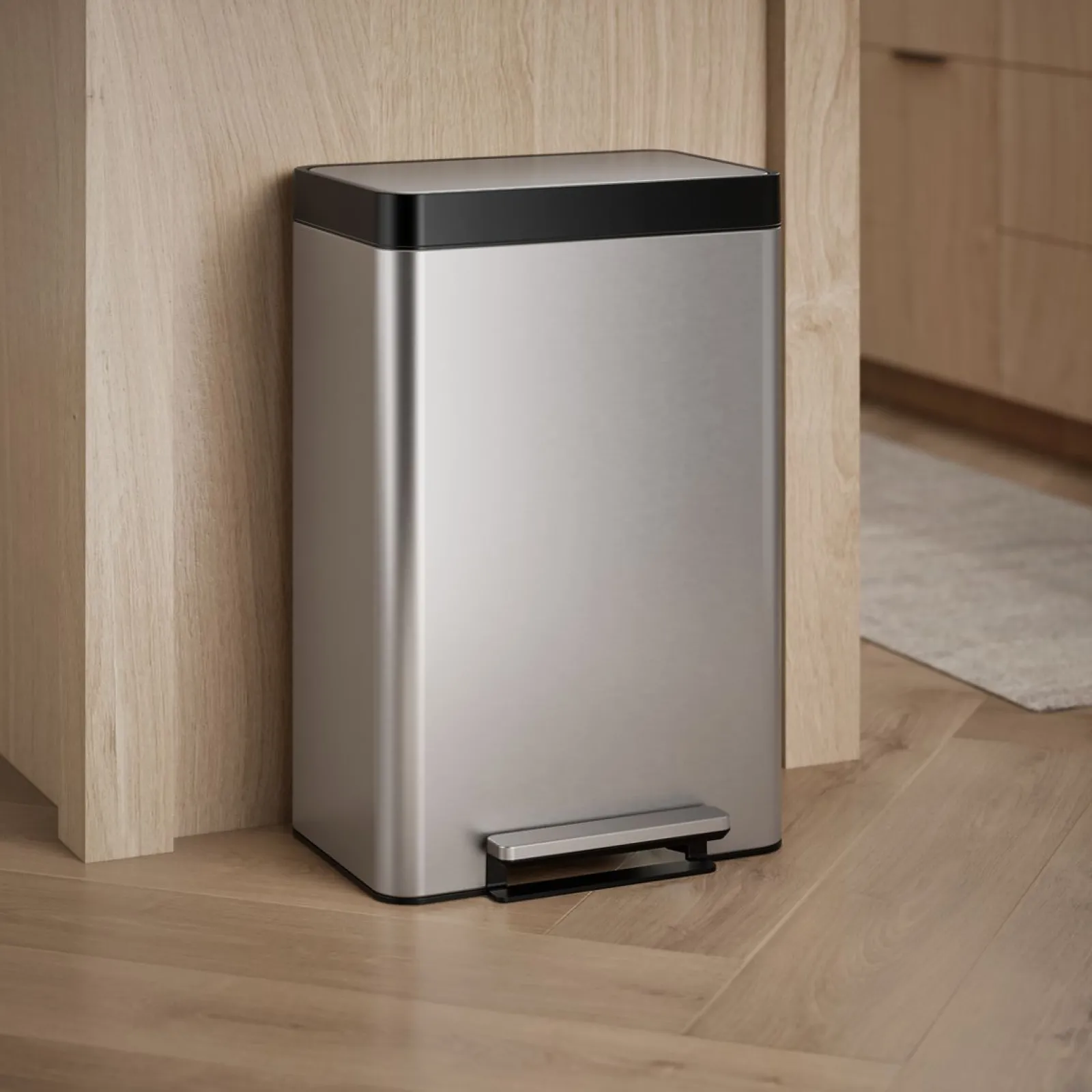 Dual-compartment step trash can^Kohler New