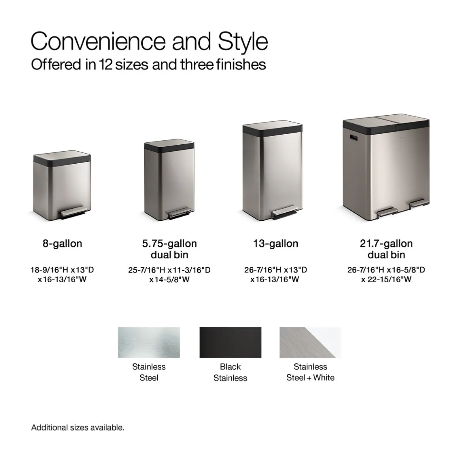 Dual-compartment step trash can^Kohler New