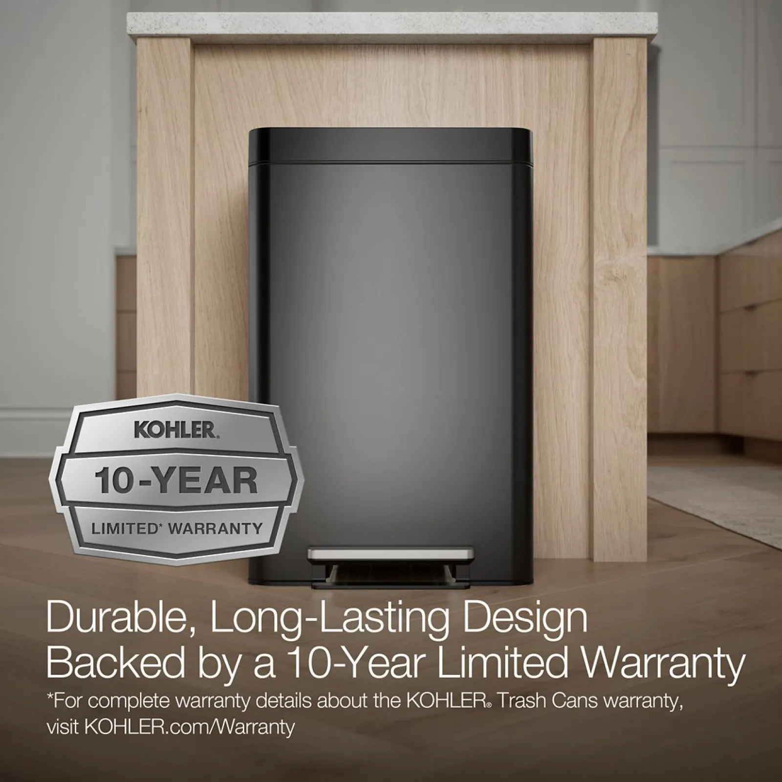 Dual-compartment step trash can^Kohler New