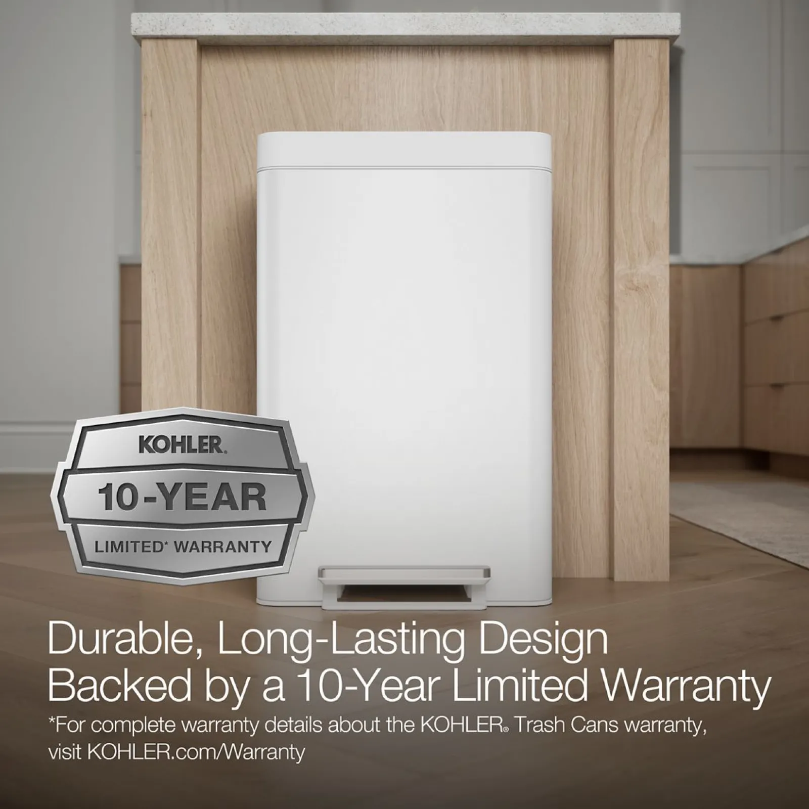 Dual-compartment step trash can^Kohler New