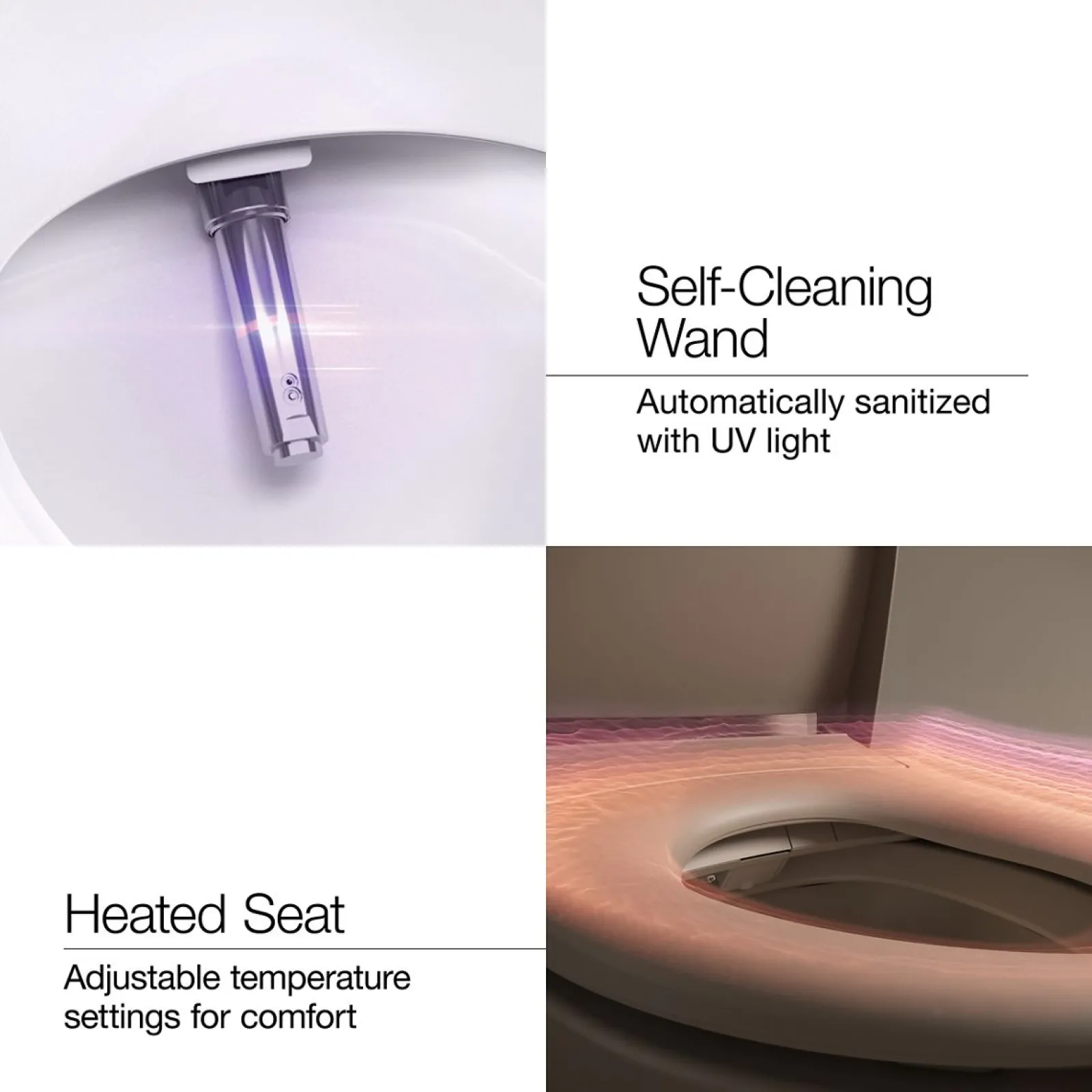 Dual-Wand Elongated bidet toilet seat with remote control^Kohler
