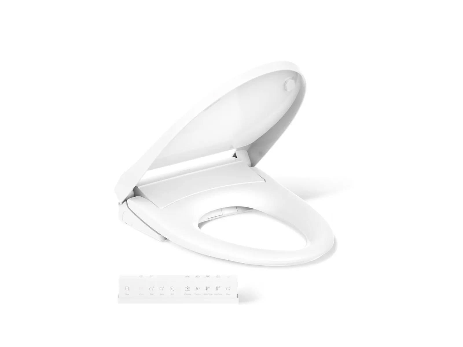 Elongated bidet toilet seat with remote control^Kohler Hot