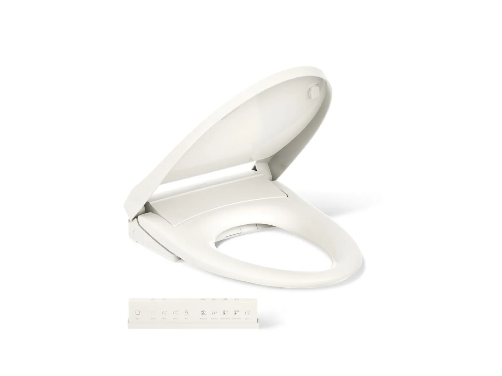 Elongated bidet toilet seat with remote control^Kohler Hot