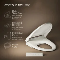 Elongated bidet toilet seat with remote control^Kohler Hot