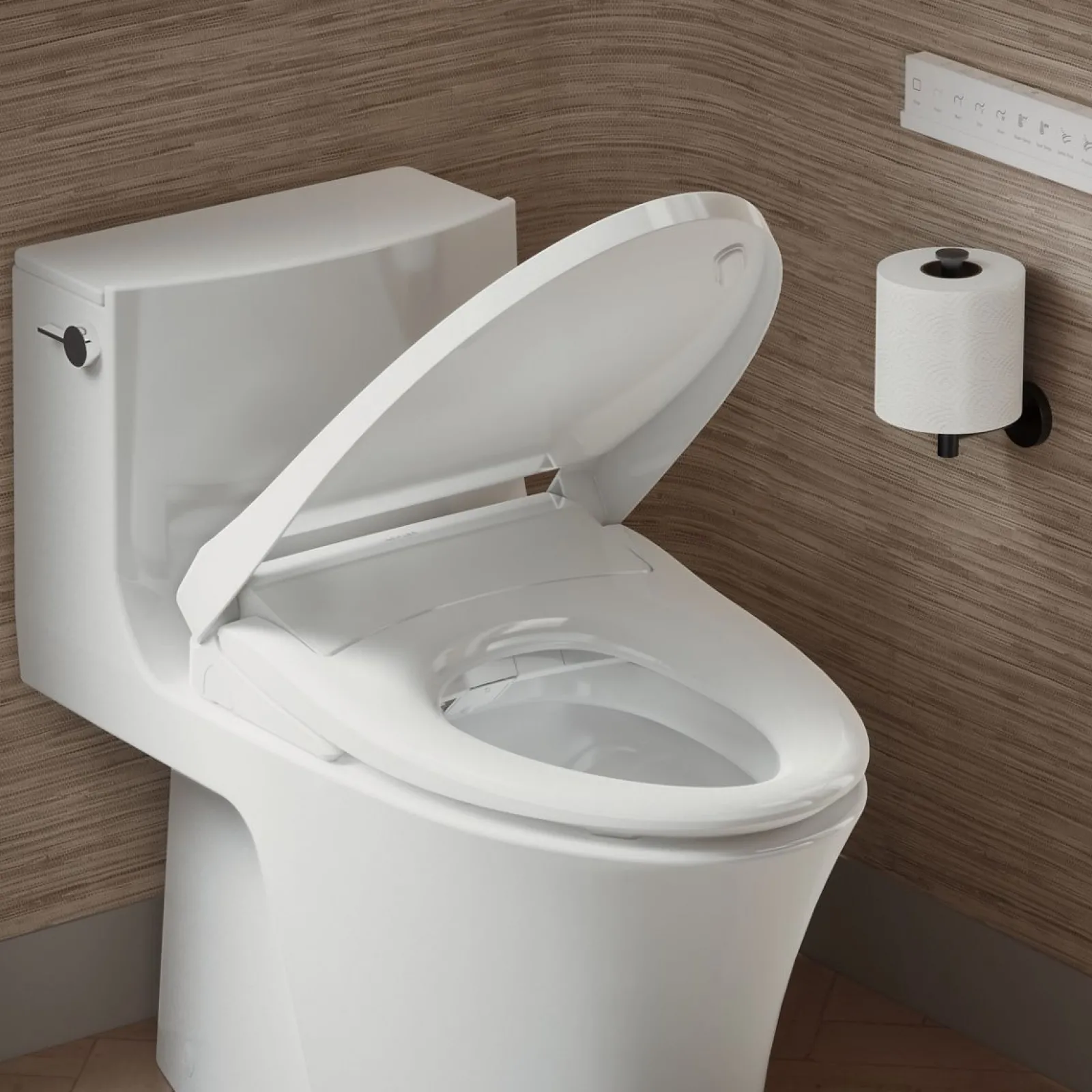 Elongated bidet toilet seat with remote control^Kohler Hot