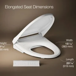 Elongated bidet toilet seat with remote control^Kohler Hot