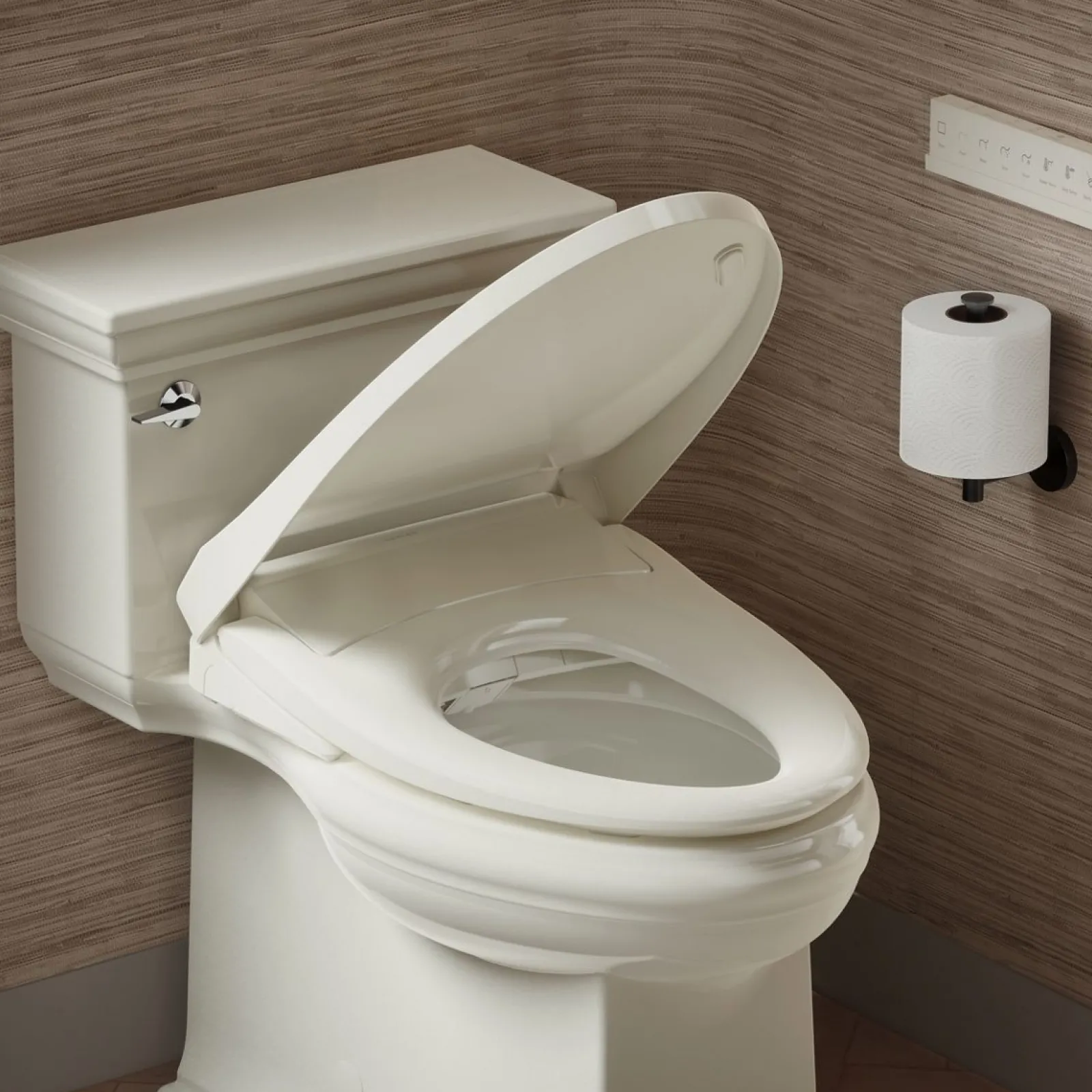 Elongated bidet toilet seat with remote control^Kohler Hot