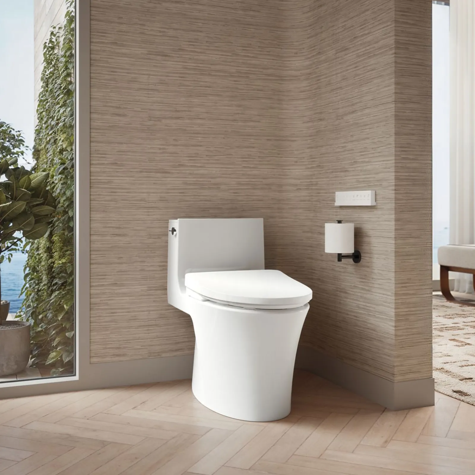 Elongated bidet toilet seat with remote control^Kohler Hot