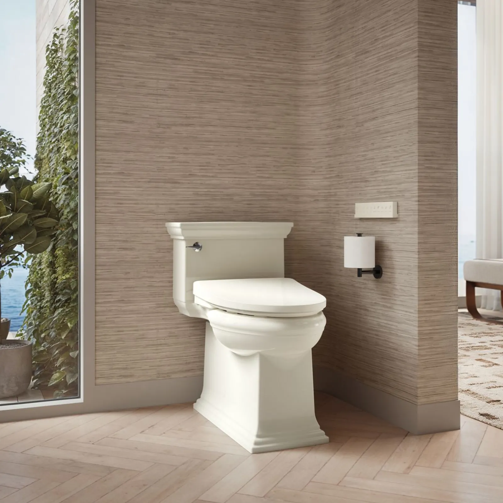 Elongated bidet toilet seat with remote control^Kohler Hot