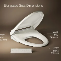 Elongated bidet toilet seat with remote control^Kohler Hot