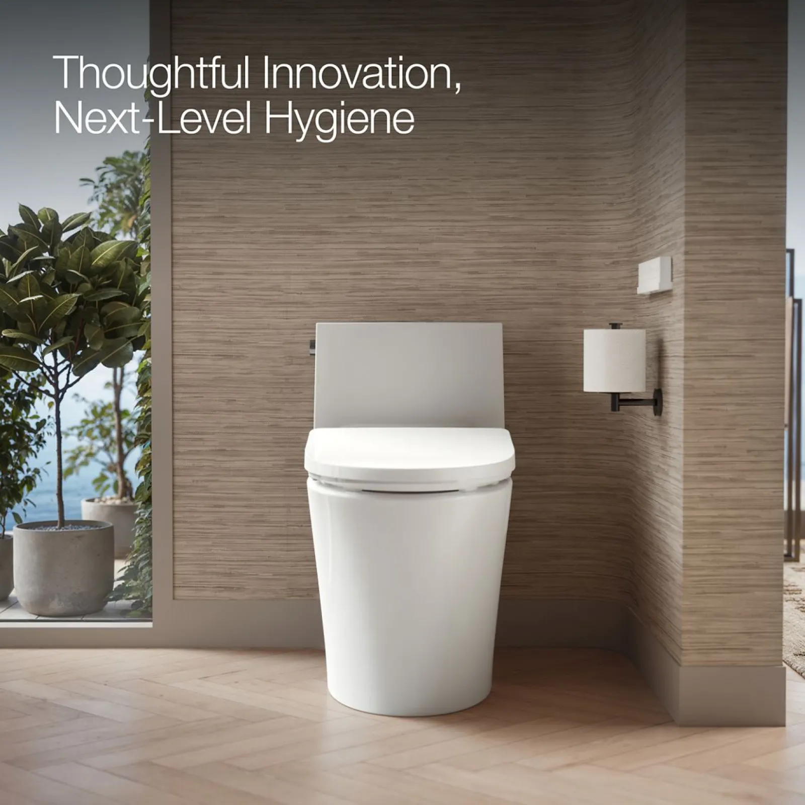 Elongated bidet toilet seat with remote control^Kohler Hot