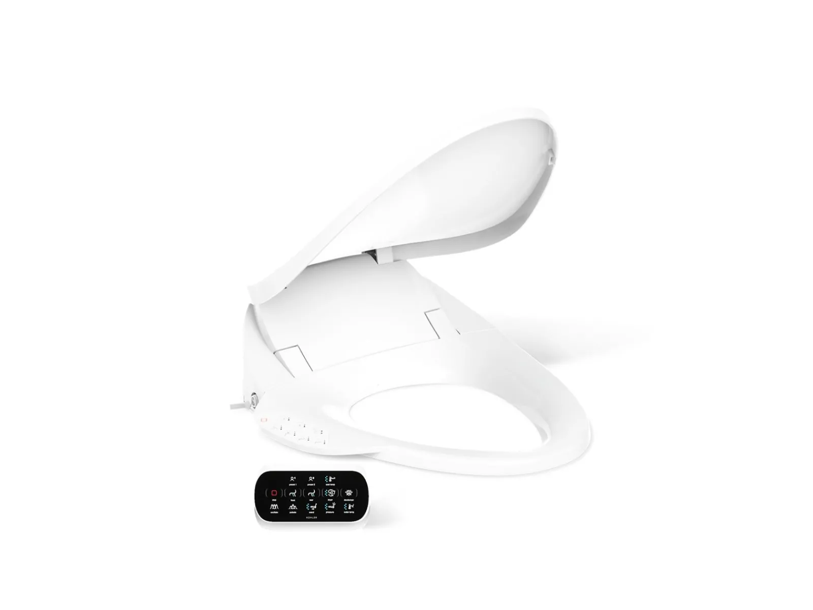 Elongated bidet toilet seat with remote control^Kohler