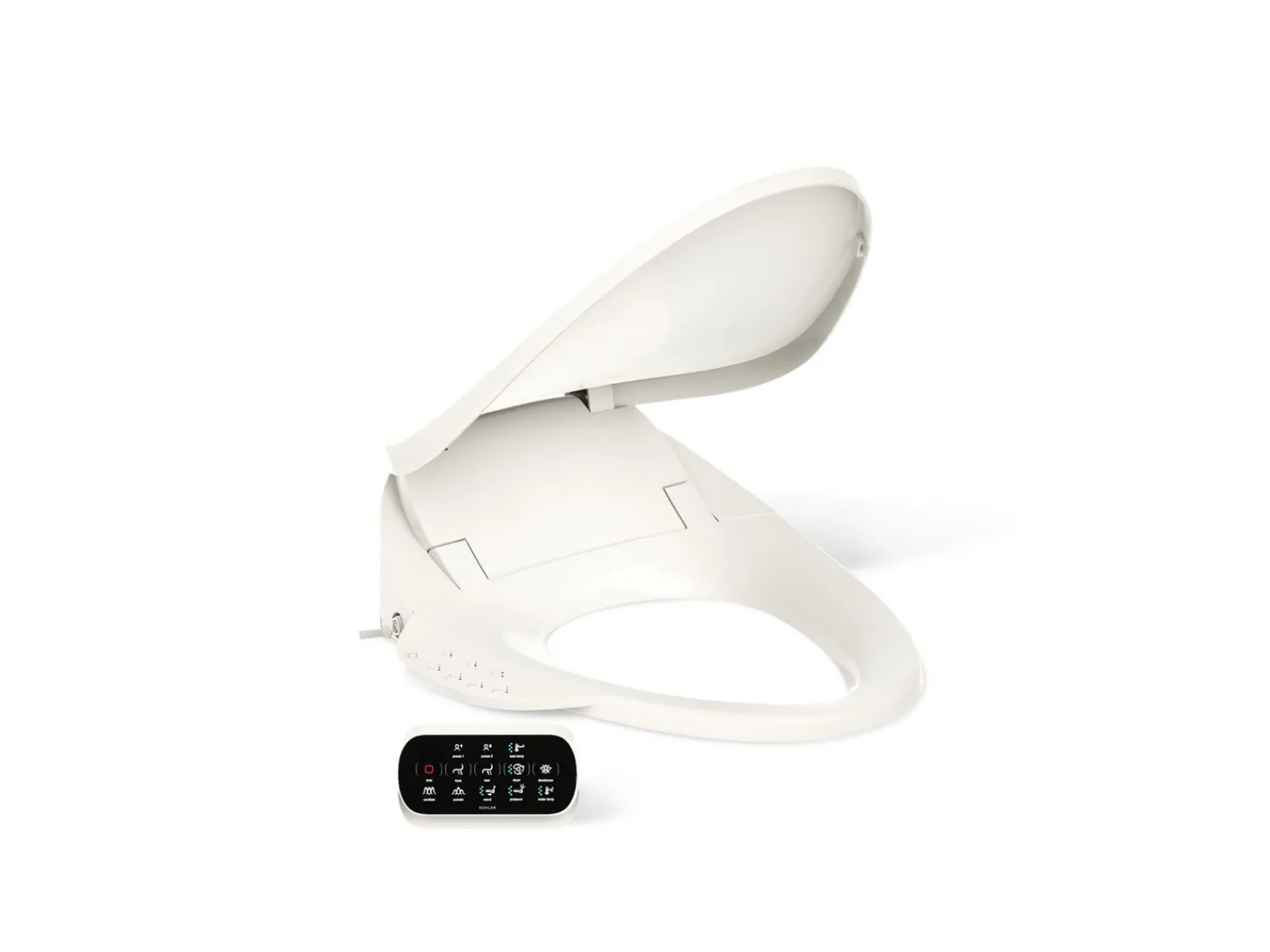 Elongated bidet toilet seat with remote control^Kohler