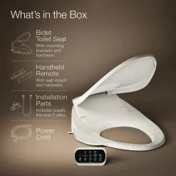Elongated bidet toilet seat with remote control^Kohler