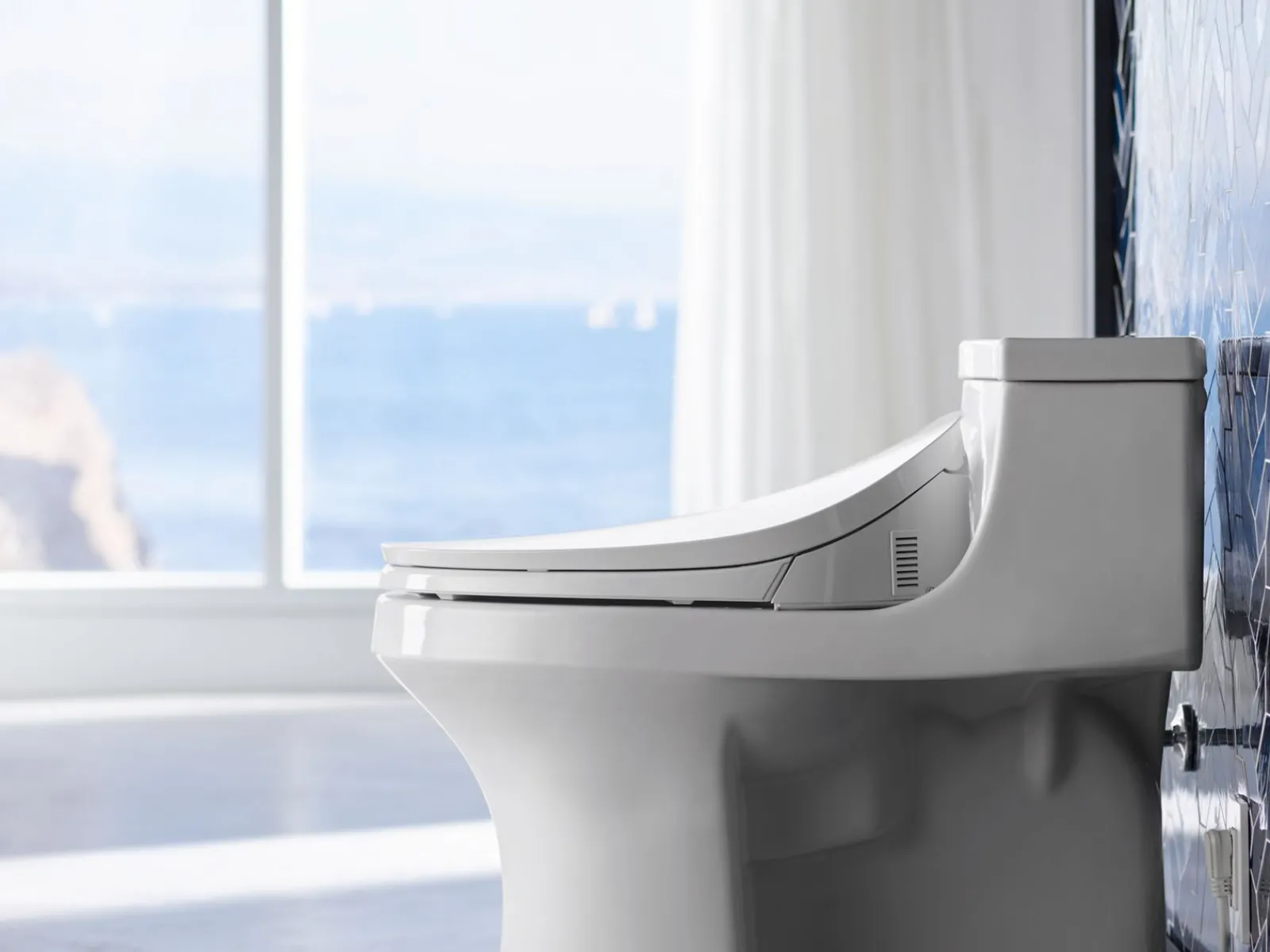 Elongated bidet toilet seat with remote control^Kohler