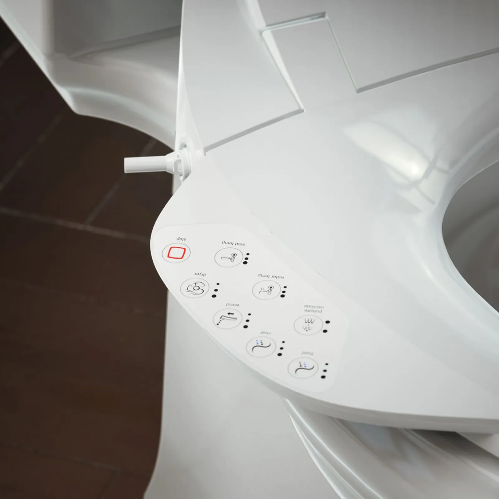 Elongated bidet toilet seat with remote control^Kohler