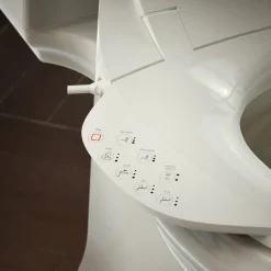 Elongated bidet toilet seat with remote control^Kohler