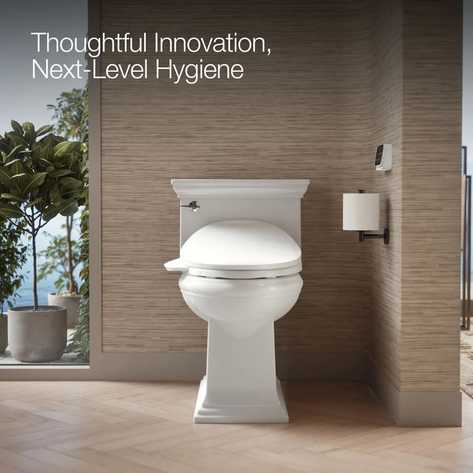 Elongated bidet toilet seat with remote control^Kohler