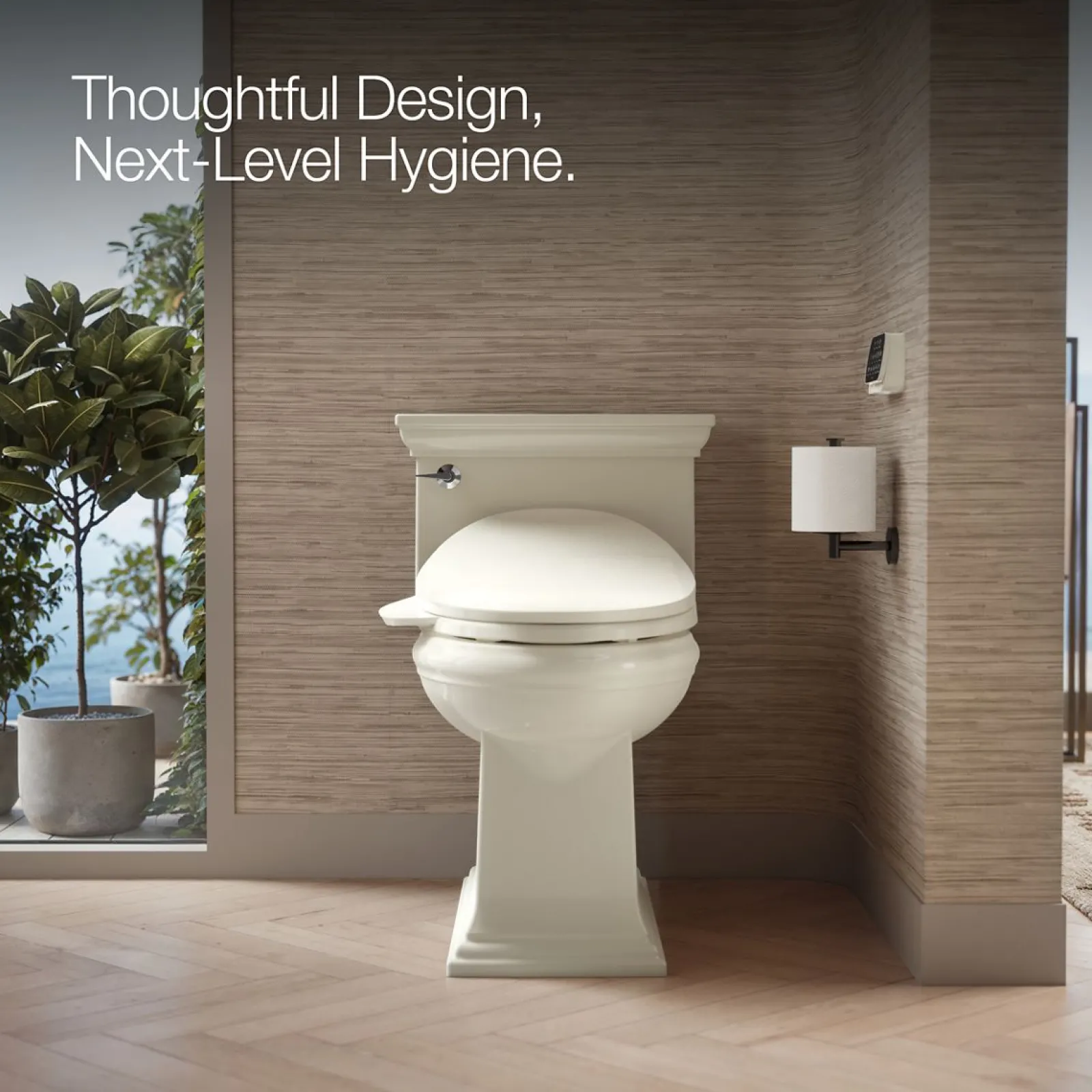 Elongated bidet toilet seat with remote control^Kohler