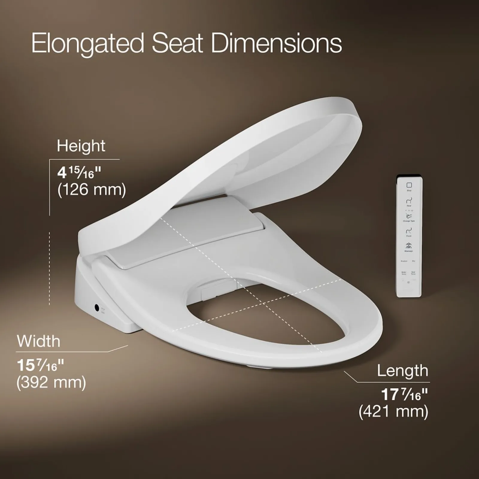 Elongated bidet toilet seat with remote control^Kohler Online